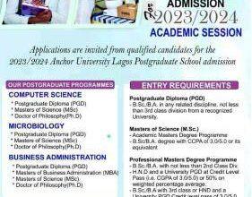 Anchor University Postgraduate Admission Form