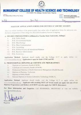 Muwanshat College of Health Admission Form