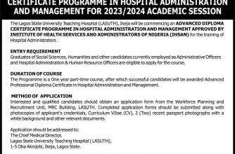 LASUTH admission into Advanced Professional Diploma in Hospital Administration & Management
