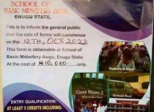 School of Basic Midwifery Awgu Admission Form