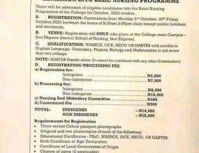 Akwa Ibom State College of Nursing Sciences Basic Nursing Form