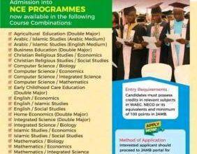 FCE Iwo Admission Form into NCE Programmes