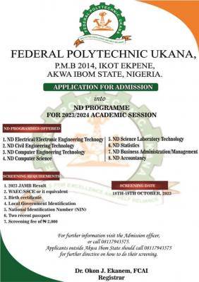 Fed Poly Ukana 3rd batch ND Screening Exercise