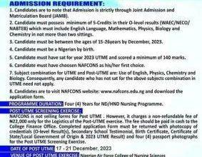 Nigerian Air Force College of Nursing Sciences ND/HND Admission Form