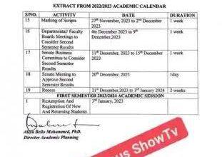 IBBU Adjusted Academic Calendar