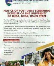 University of Ilesa Post-UTME Screening Exercise