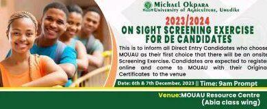 MOUAU Physical Screening Exercise for DE Candidates
