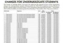 ABU Undergraduate Registration Charges
