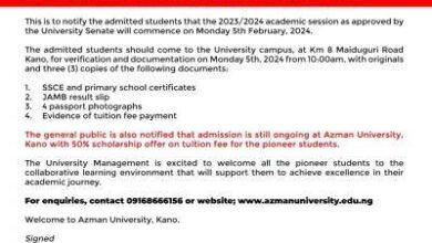 Azman University Resumption Date