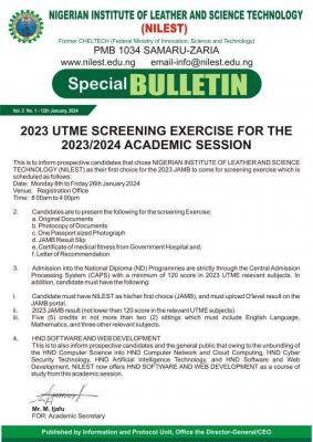 NILEST Post-UTME Screening Exercise