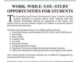 ABU Zaria Work While You Study Opportunities