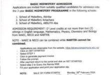 Abia State Government Basic Midwifery Admission Form
