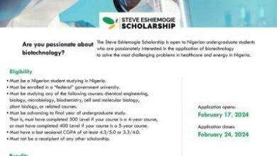 Steve Eshiemogie Scholarship for Final Year students