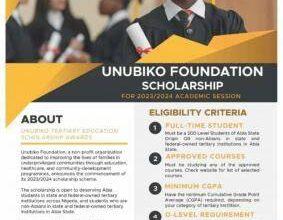 Unubiko Foundation Tertiary Education Scholarship Awards