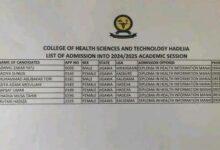 College of Health Science Hadejia Admission List