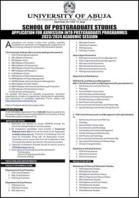 UNIABUJA Postgraduate Admission Form