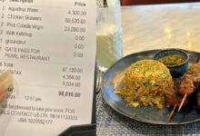 “You ate a bag of rice in one sitting” – Outrage as man says he was billed N98k for a plate of rice